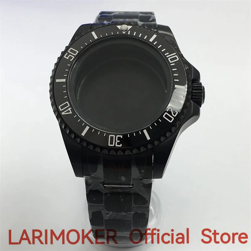 LARIMOKER 43mm  black PVD watch case sapphire glass case fit NH34 to NH39 ETA2824 2836 Miyota8215 Mingzhu DG 2813 3804 movement