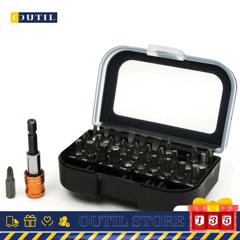 

31pcs/set Magnet Holder Professional Screwdriver Bits Set Case Sturdy Chrome Vanadium Steel Screwdriver Head Set Torx Hex