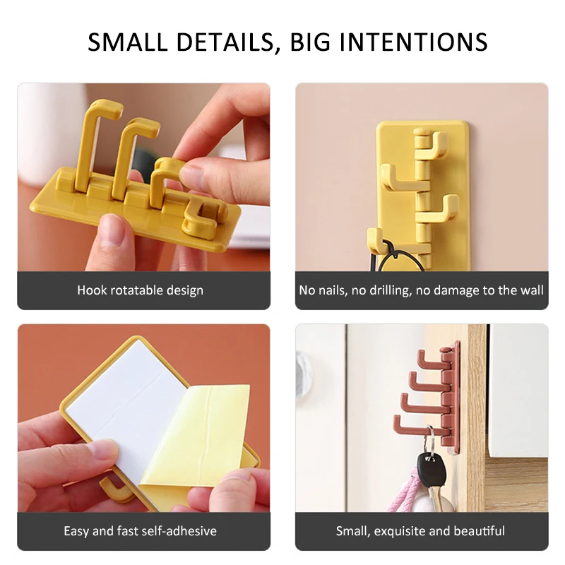 Настенный крючок для ключей липкий пластиковый надежный ванной комнаты кухни не