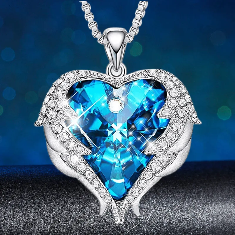 

New Fashion Ocean Star Heart Necklace Zircon Crystal Pendant Geometric Collarbone Chain For Girlfriend Wife Women Jewelry Gifts