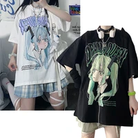 original summer two dimensional anime cartoon girl print loose half sleeved cotton short sleeved t shirt female student top