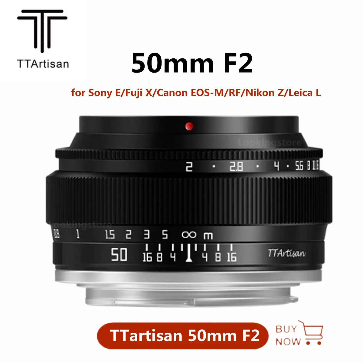 

TTArtisan 50mm F2 Lens Full Frame for Sony E Fuji X Nikon Z Canon EOS-M RF Leica Panansonic L Mount Cameras MF Fixed Lens