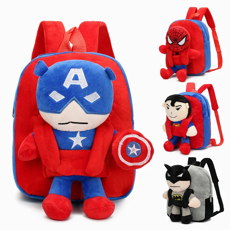 

Cartoon Plush Toy School Bag Marvel Superhero Spiderman Printing Backpack Fashion Cartoon Children Student Large Capacity Bags