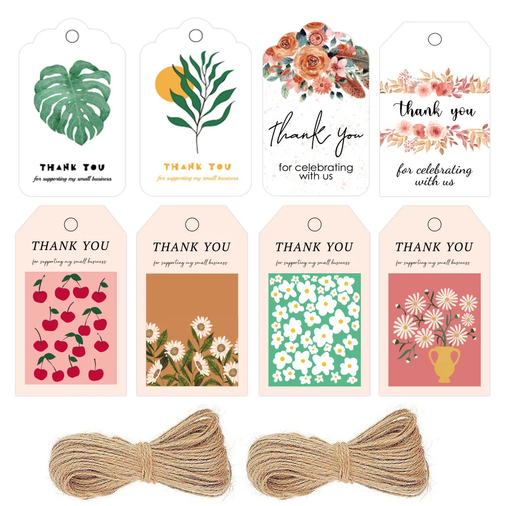 

50pcs Craft Paper Hanging Label Tag Greeting Cards Thank You For Supporting My Small Bussiness DIY Packages Gift Box Decoration