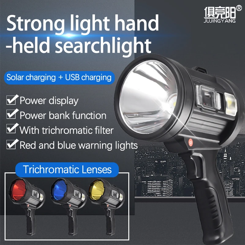 

Super Bright Portable Led FlashlightWith COB Light Solar Panel Type-C Charging Searchlight USB Torch for fishing, hunting