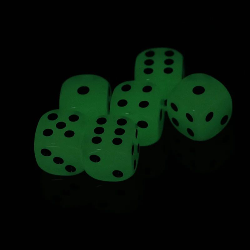 

6Pcs 16mm Luminous Dice 6 Sided Noctilucent Dice Night Light Round Corner Fun Bar KTV Entertainment Game Dices Drinking Tool