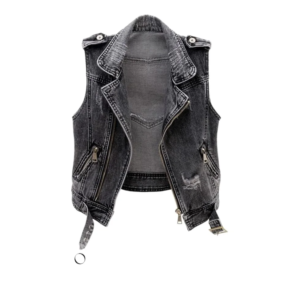 

2023 Spring Autumn Black Vest Women Fashion Vest Coat Short Style Wrap Sleeveless Female Student Top Vest for Women