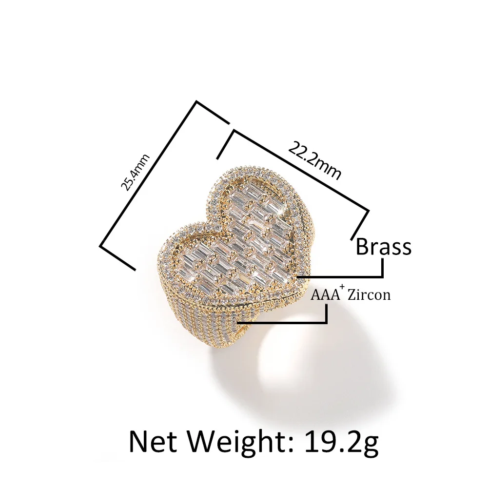 Новое красочное полное сердце T CZ Style Bling Bling Iced Out Zircon Mirco Pave Prong Setting Латунное кольцо Хип-хоп Ювелирные изделия BR101 (art.: 3920cafe548b5) - 3920cafe548b5
