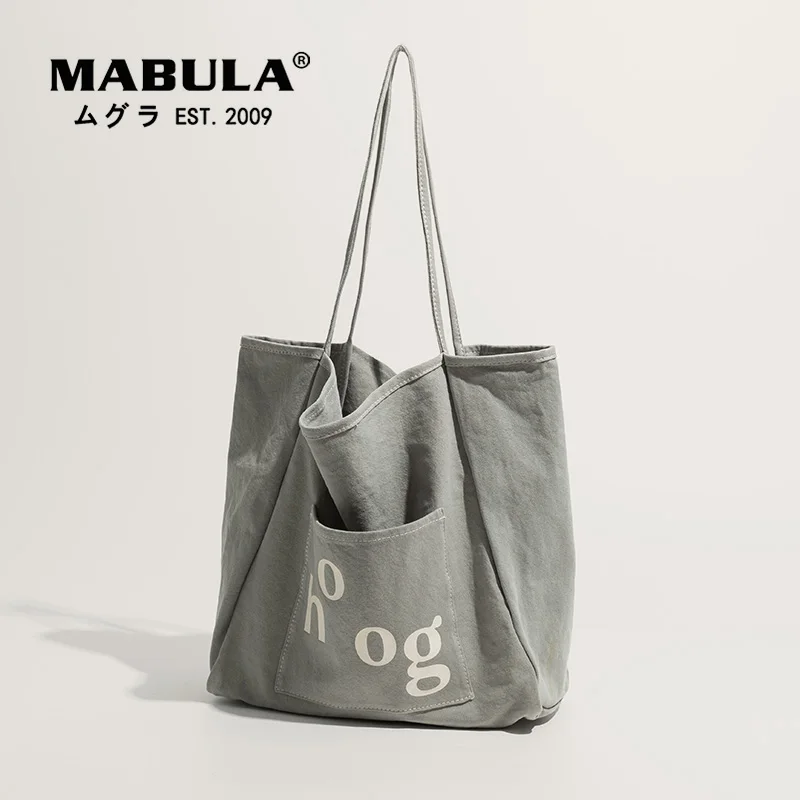 

MABULA Elegant Simple Women Shopper Purses Eco Friendly Canvas Large Capacity Hobo Handbags Fashion Work Book Bag for Student