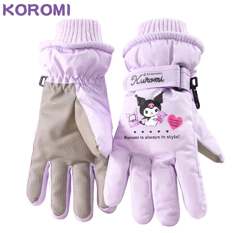 Новые детские лыжные перчатки Sanrio Kuromi высококачественные зимние теплые