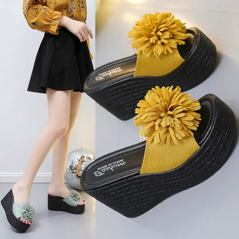 

Женские летние шлепанцы, простые шлепанцы на высоком каблуке, 2022