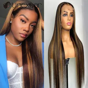 Transparent 13x4 Lace Front Human Hair Wigs Brazilian Brown Straight Lace Frontal Wig For Women PreP in Pakistan