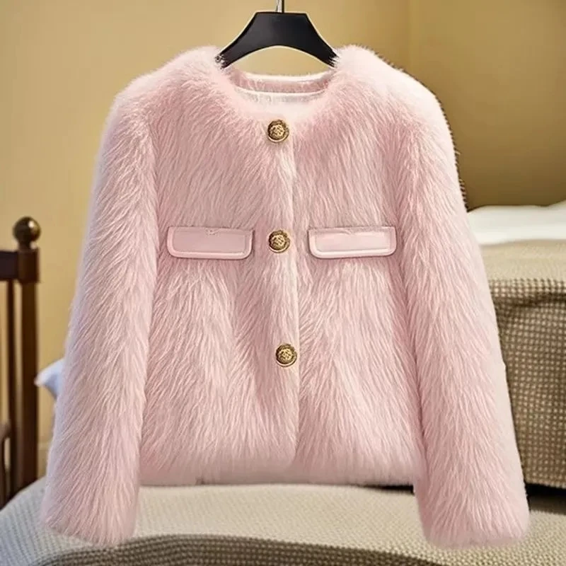 Красивая куртка из искусственного лисьего меха женская верхняя одежда