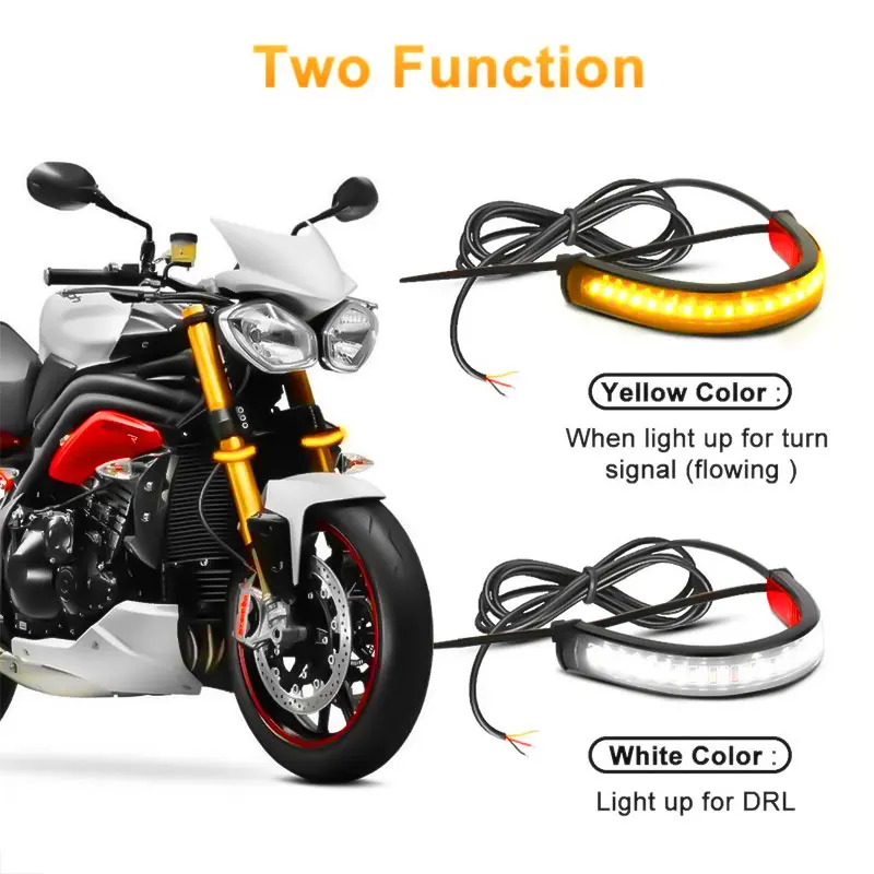 

1 Pair Flexible 36 LED Motorcycle Light Bar Strip Tail Turn Signal Tail Rear Brake Stop Bulb Lamp Brake Light 3014SMD Dual Color