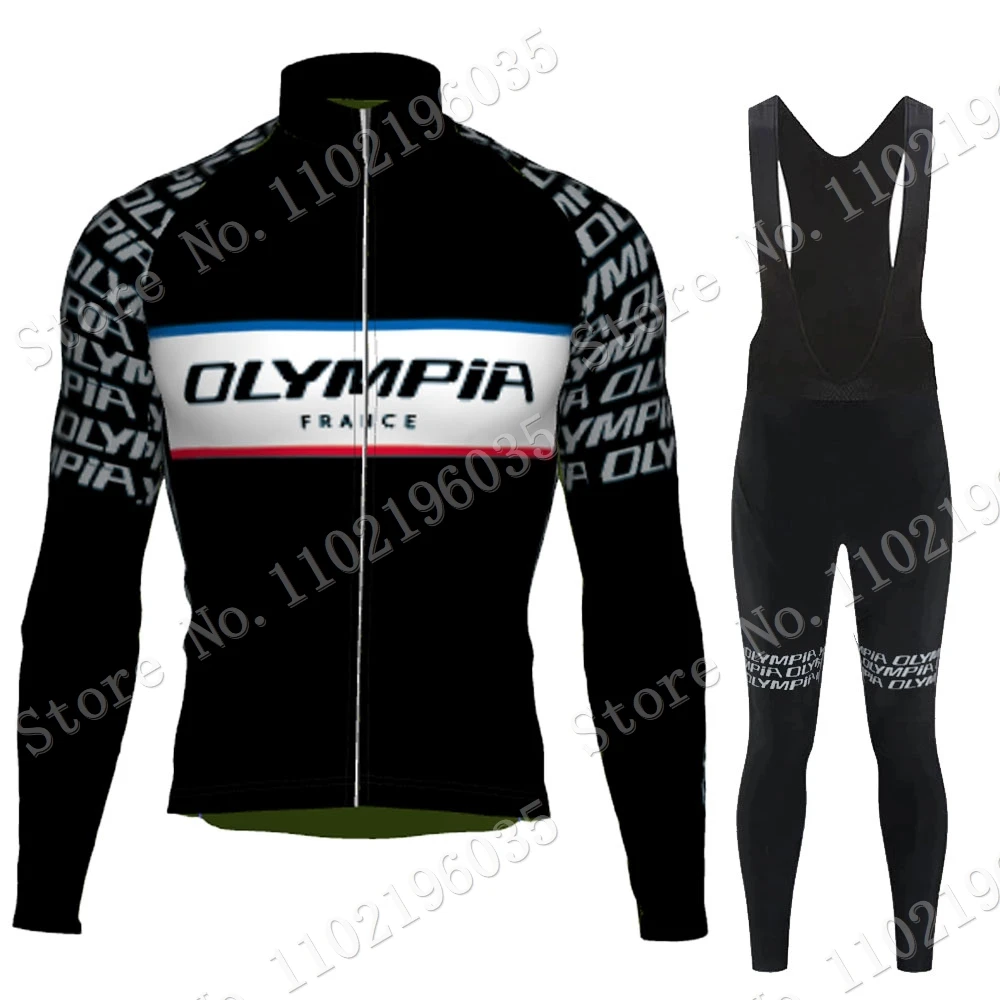 

Maillot Olympia France Team 2022 Cycling Jersey Set Summer Men Long Sleeve Clothing Suit MTB Bike Road Pants Bib Ropa Ciclismo