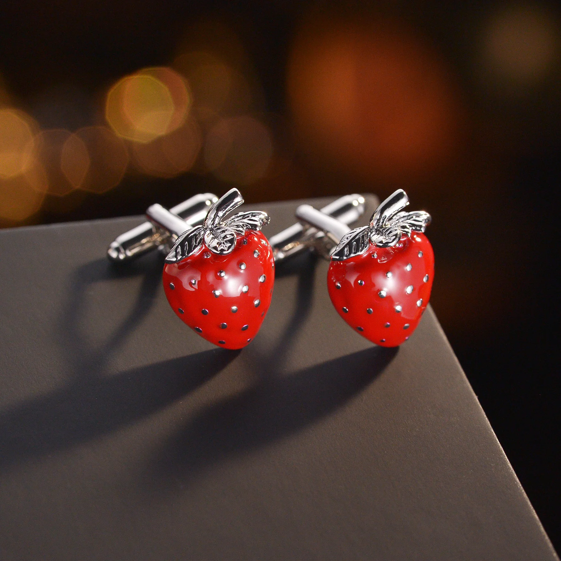 

Fruit Cufflink Strawberry Cufflinks High Quality Multicolour Men Sleeve Buttton Gifts for Friends