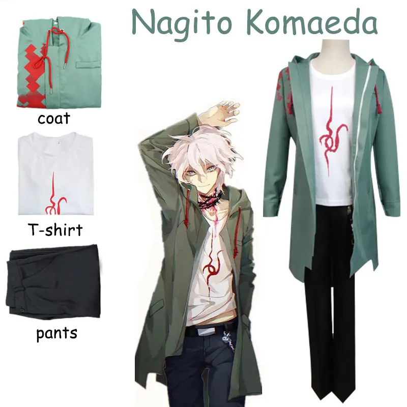 

Super Danganronpa Nagito Komaeda Cosplay Jacket T-shirt Sets Takerlama Halloween Costumes for Women Men Adult Anime Clothes