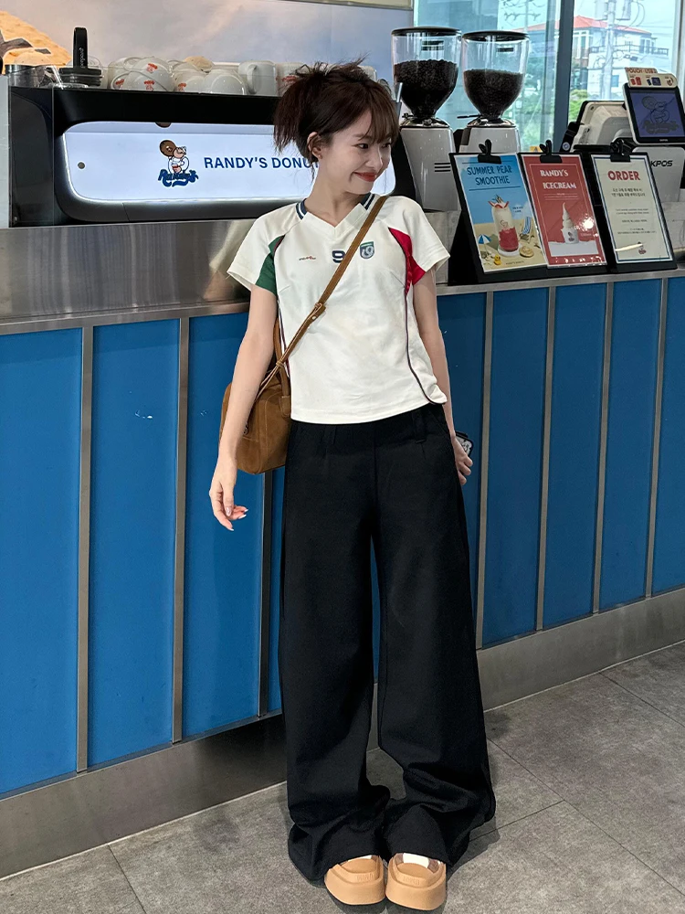 Американская винтажная женская футболка с короткими рукавами летняя