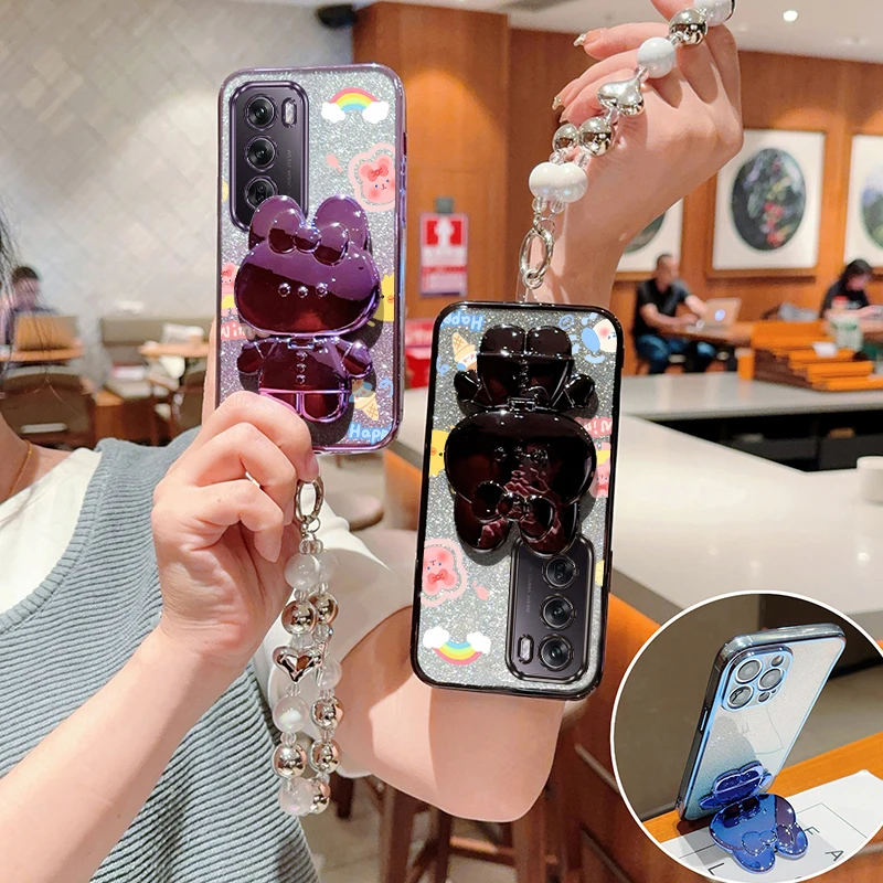 Чехол-держатель для телефона Reno 12 Shining Rabbit Plating OPPO 12Pro 12F K9S K11X K11 K12 FIND X3 X6 X6Pro X7 X7ULTRA