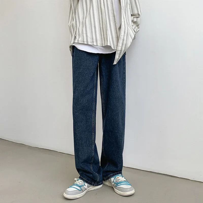 Blue/Black Baggy Jeans Men Fashion Casual Oversized Wide Leg Jeans Mens Streetwear Hip Hop Loose Straight Denim Trousers Men