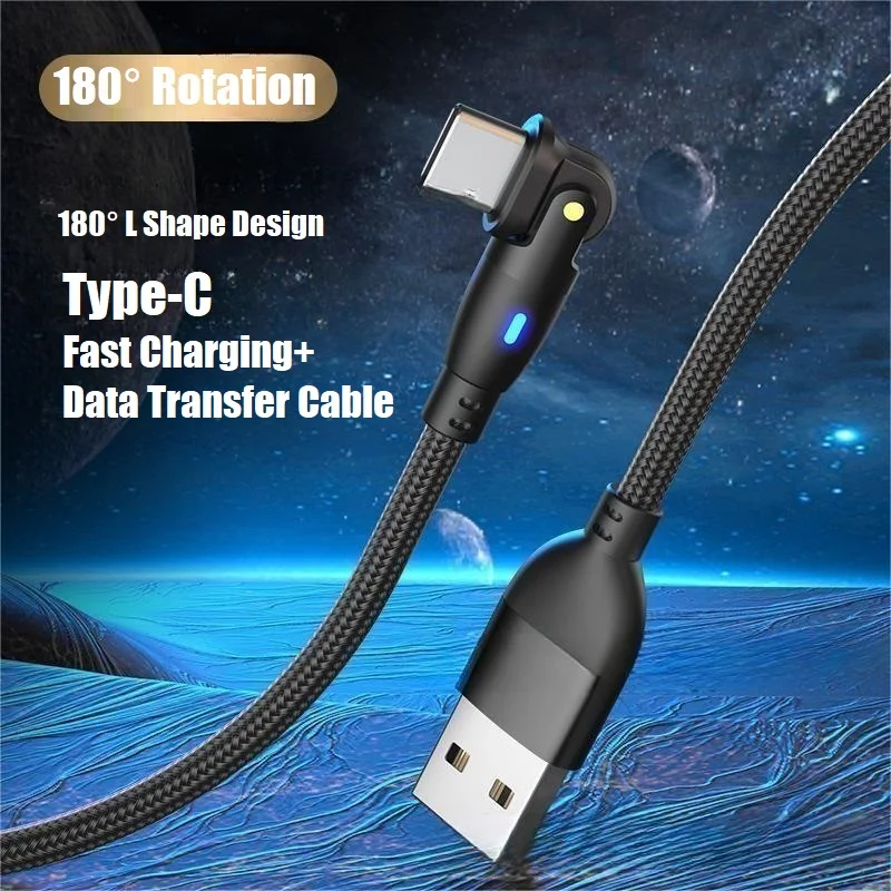 

180 ° Rotation Type-C Fast Charging + Data Transfer Cable, 3A Fast Charging USB Data Cable(2m/6.6ft)