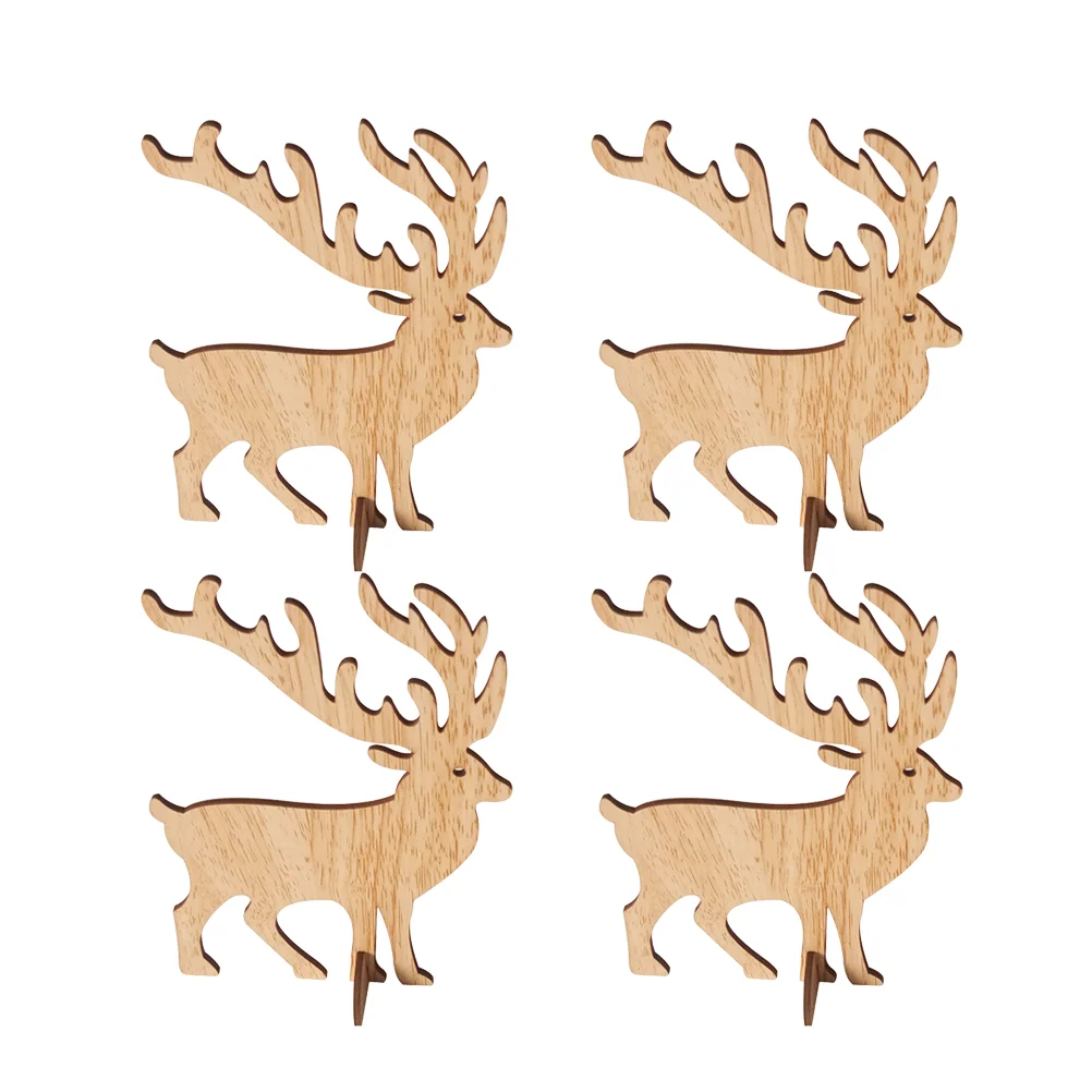 

Reindeer Christmas Woodentable Decor Elk Wood Driftwood Pieces Deer Ornaments Ornament Desktop Figure Figurines 3D Figurine
