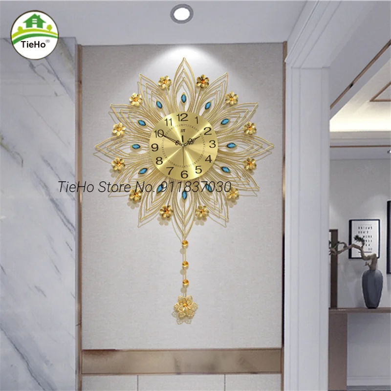 

Luxury Creative Living Room Wall Clock Home European Style Wall Watch Bedroom Silent Clocks Modern Design Pendulum Clock
