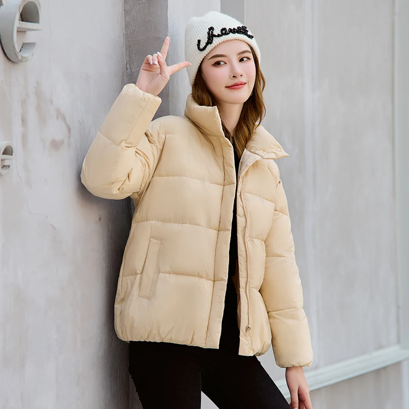 New Fashion Stand Collar Cotton Coat Thickened Warm Keeping Loose Short Cotton Padded Jacket Bread Coat In Autumn And Winter enlarge
