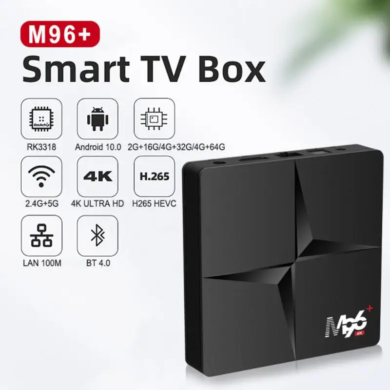 ТВ-приставка M96 + RK3318 на Android 10 четыре ядра 4 16/32 ГБ Wi-Fi |