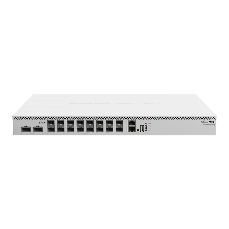 

Mikrotik CRS518-16XS-2XQ-RM L3 Switch 2x100 Gigabit QSFP28 ports and 16x25 Gigabit SFP28 ports, VLAN ACL LACP, MLAG, Jumbo frame