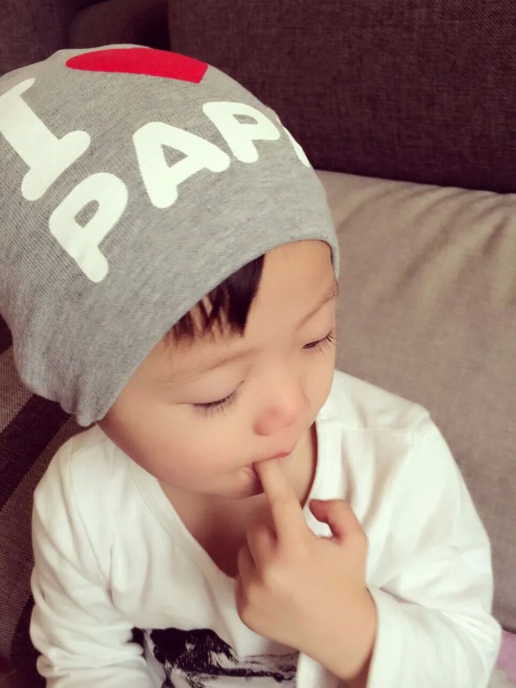 Вязаная шапка-бини для малышей с принтом я люблю папу | Детская одежда и обувь