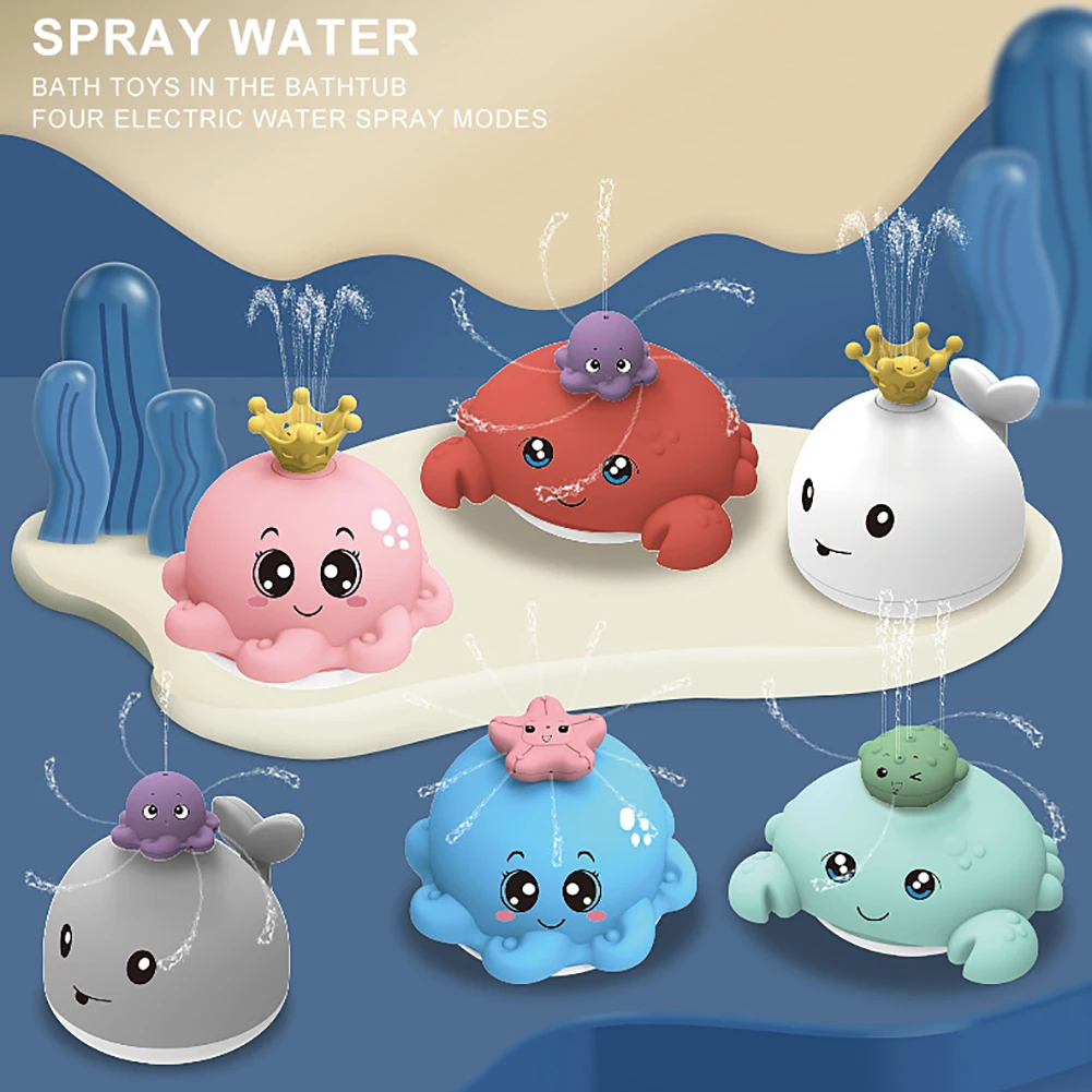 

Baby Bathroom Spray Ball Toys Cartoon Animal Modeling Electric Water Spray Toy For Kids Shower Swimming Childrens Water Toy