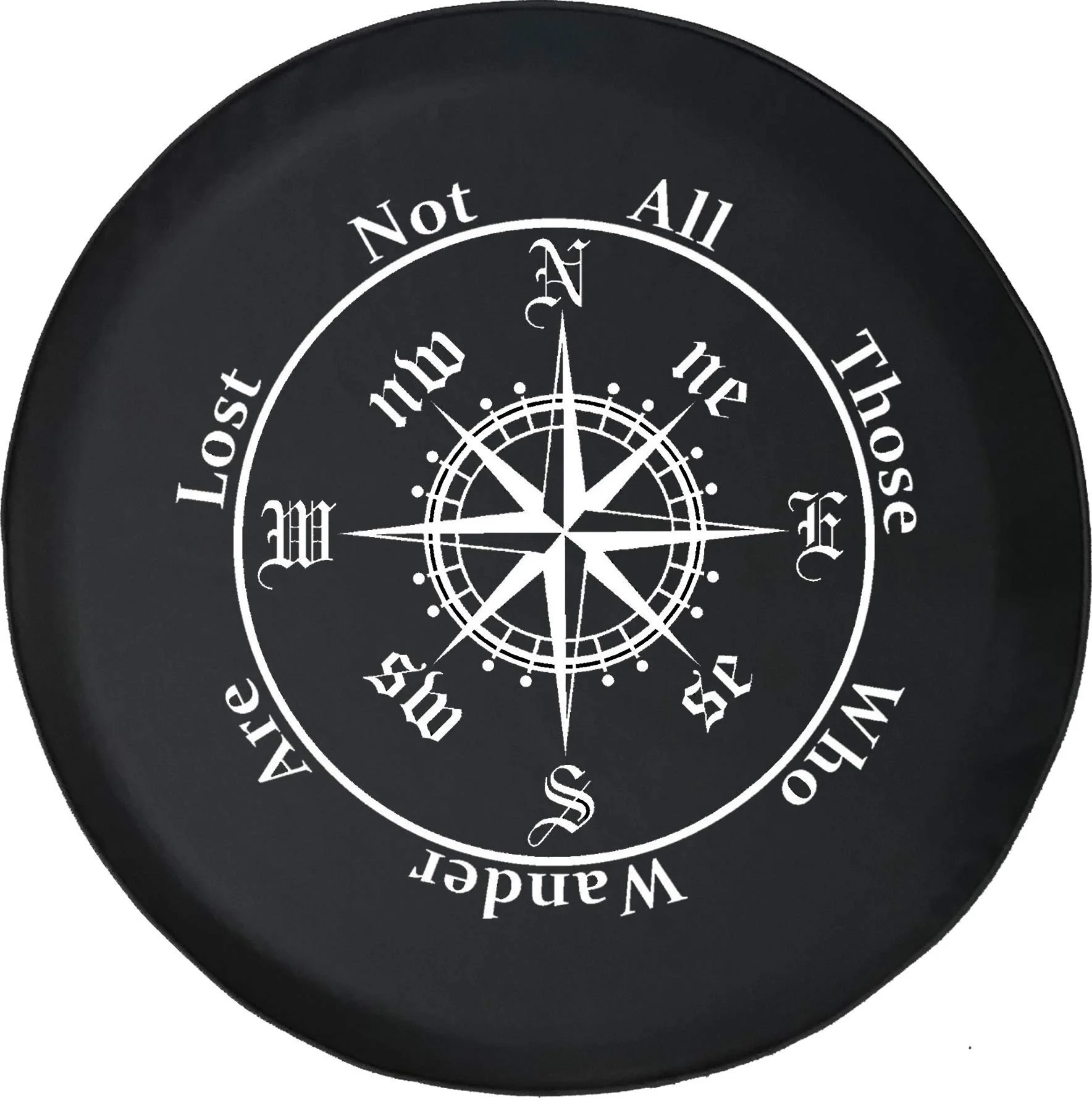 

Caps Supply Car Tire Cover Not All Who Wander are Lost Compass Adventure