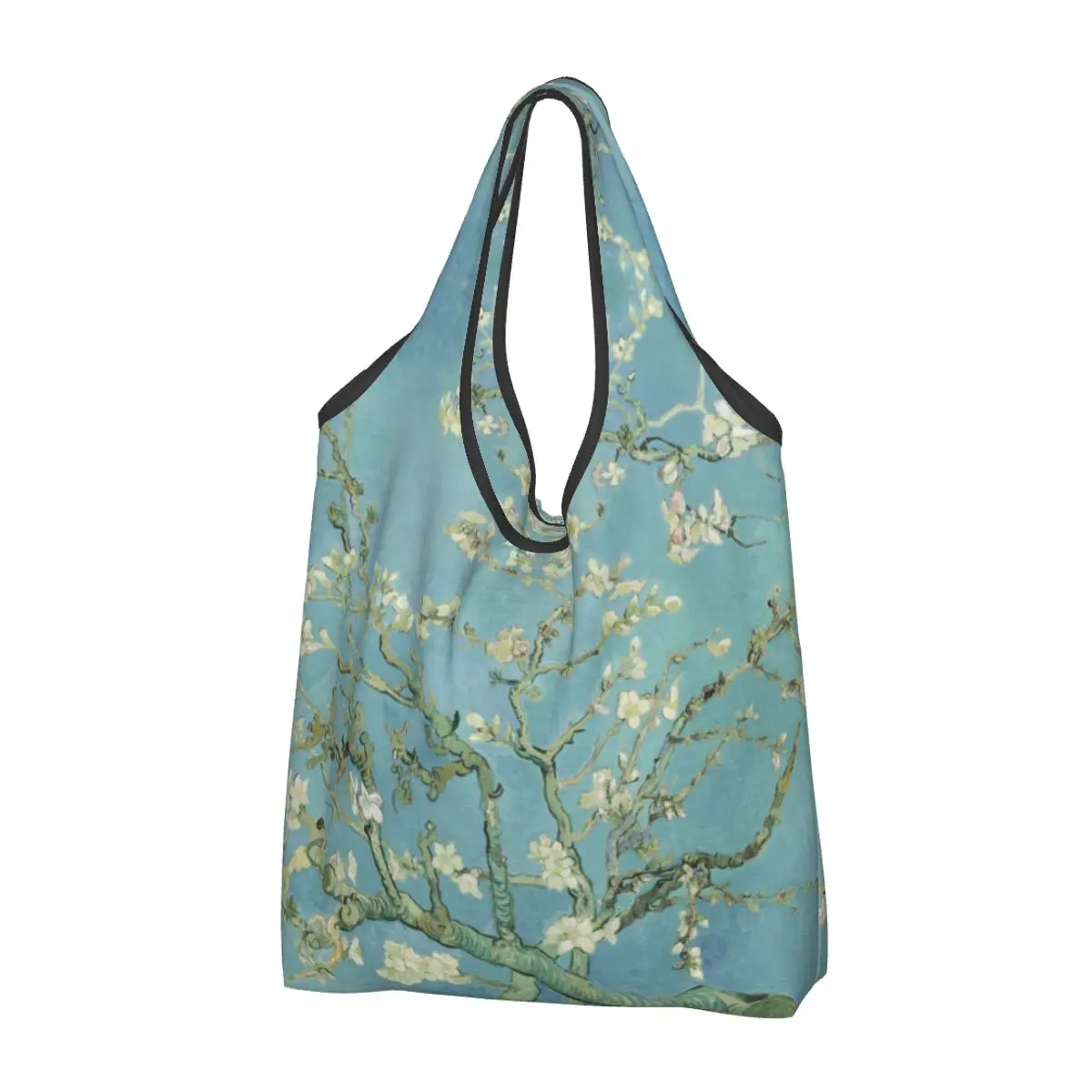 

Kawaii Almond Blossoms By Vincent Van Gogh Shopping Tote Bag Portable Flowers Painting Grocery Shoulder Shopper Bag