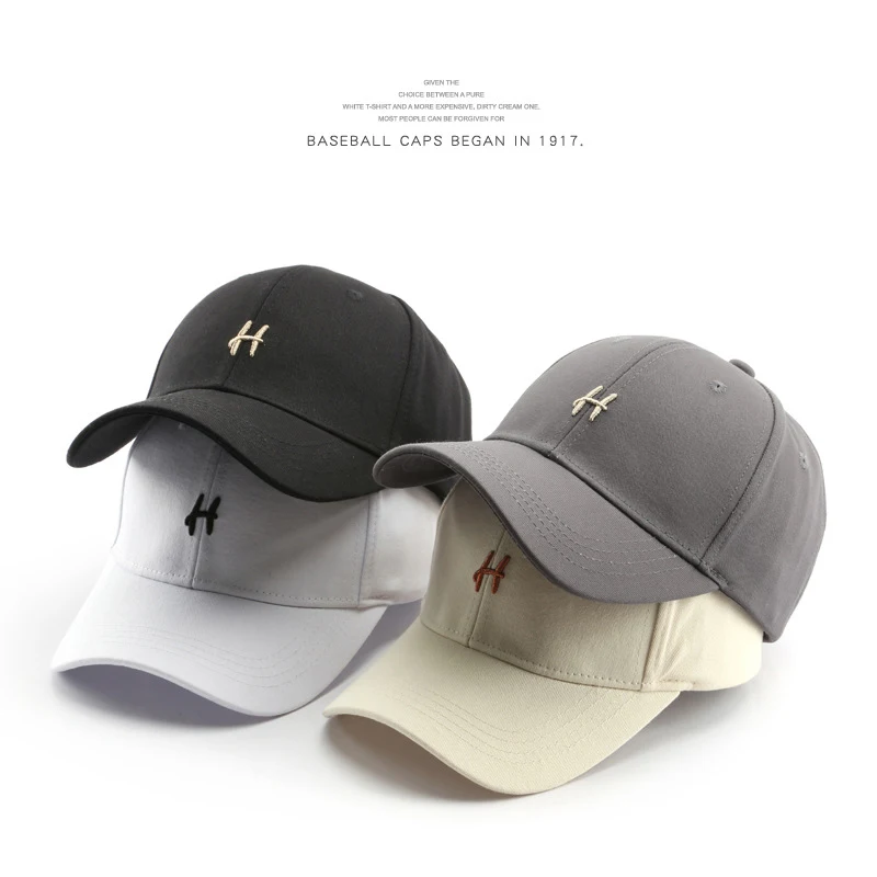 

PINK SWAN Cotton Baseball Cap for Men and Women Fashion Letter "H" Patch Hat Casual Hip Hop Snapback Hat Summer Sun Caps Unisex