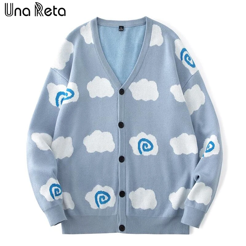 

Una Reta Jacquard Harajuku Cardigan Autumn Winter New Oversized Men's Coat Streetwear Casual Single-Breasted Sweater Cardigans