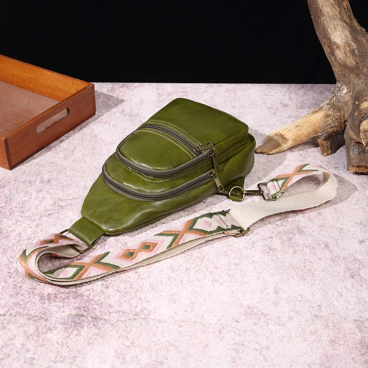 Рюкзак-слинг в стиле ретро сумка через плечо из масляной вощеной кожи нагрудная с