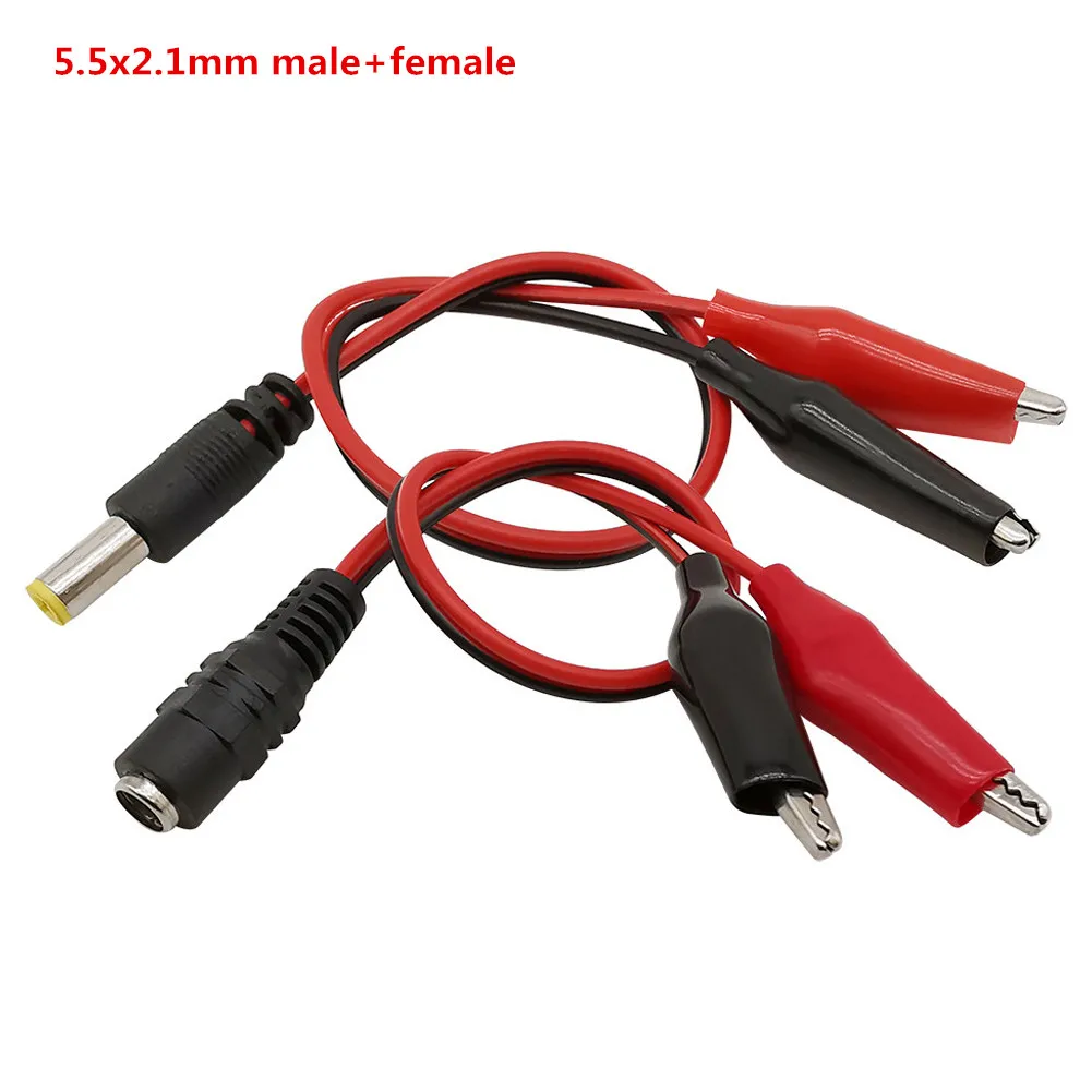 

DC Male Female Jack Connector Alligator Clips Crocodile Wire 12V Power Cable To 2 Alligator Clip Connected Voltage 5.5*2.1mm