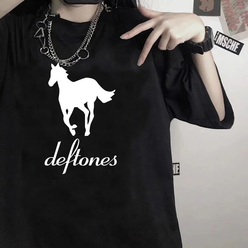 

deftones summer top male vintage anime streetwear 2022 t-shirt white t shirt