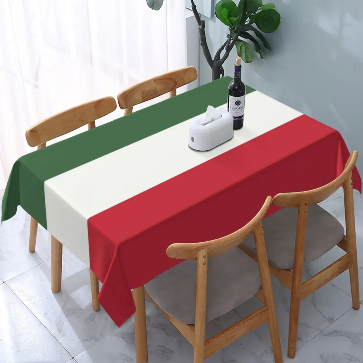 

Rectangular Waterproof Oil-Proof Hungary Flag Tablecloth Backed Elastic Edge Table Cover 45"-50" Fit Table Cloth