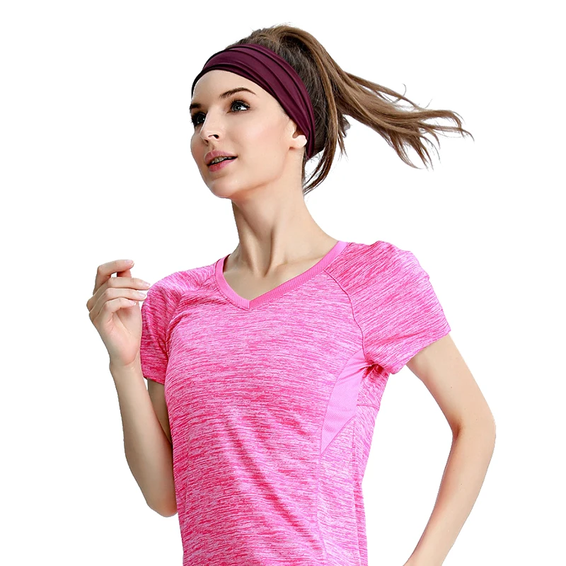 

Outdoor fitness Headband thin Sweat absorbing Hair Band headband breathable Gym Sports Yoga elastic men women Wine red