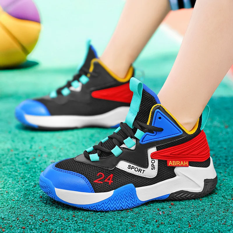 2022 New Design High top Basketball Shoes for Kids Boys Outdoor Children's Sports Shoes Professional Teenage Sneakers Basketball