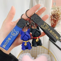 cut face bell bulldog keychain creative personality car key chain ring couple a pair of doll ornaments wholesale