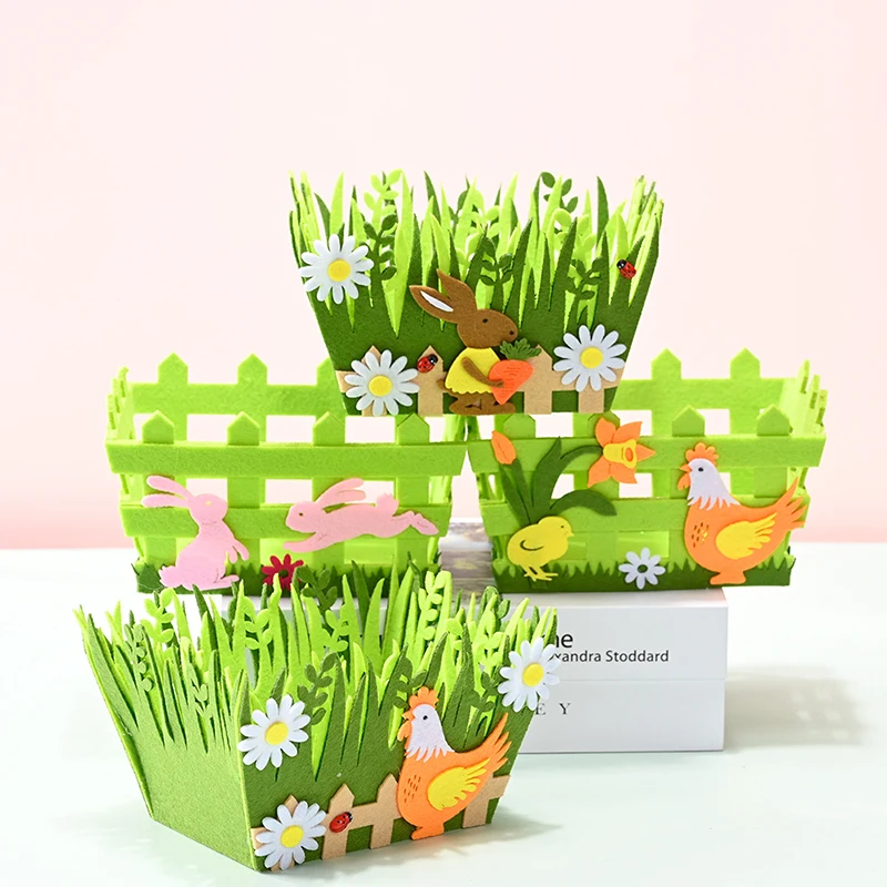 

2022 Нетканая тканевая Пасхальная корзина для детей цветное ведро для яиц Добро пожаловать весеннее насекомое бабочка парти Кролик для пасха...