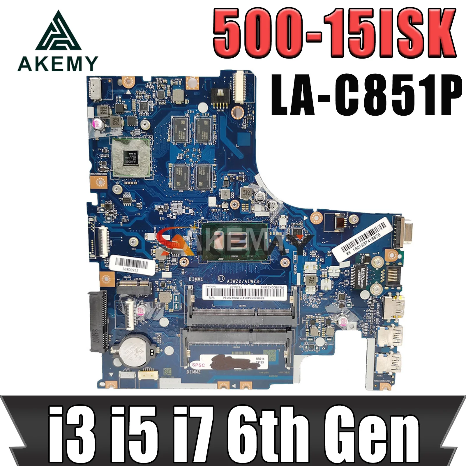 

LA-C851P Motherboard For Lenovo 500-15ISK Laptop Motherboard Mainboard CPU I3-6100U I5-6200U I7-6500U R7 M360 2G DDR3