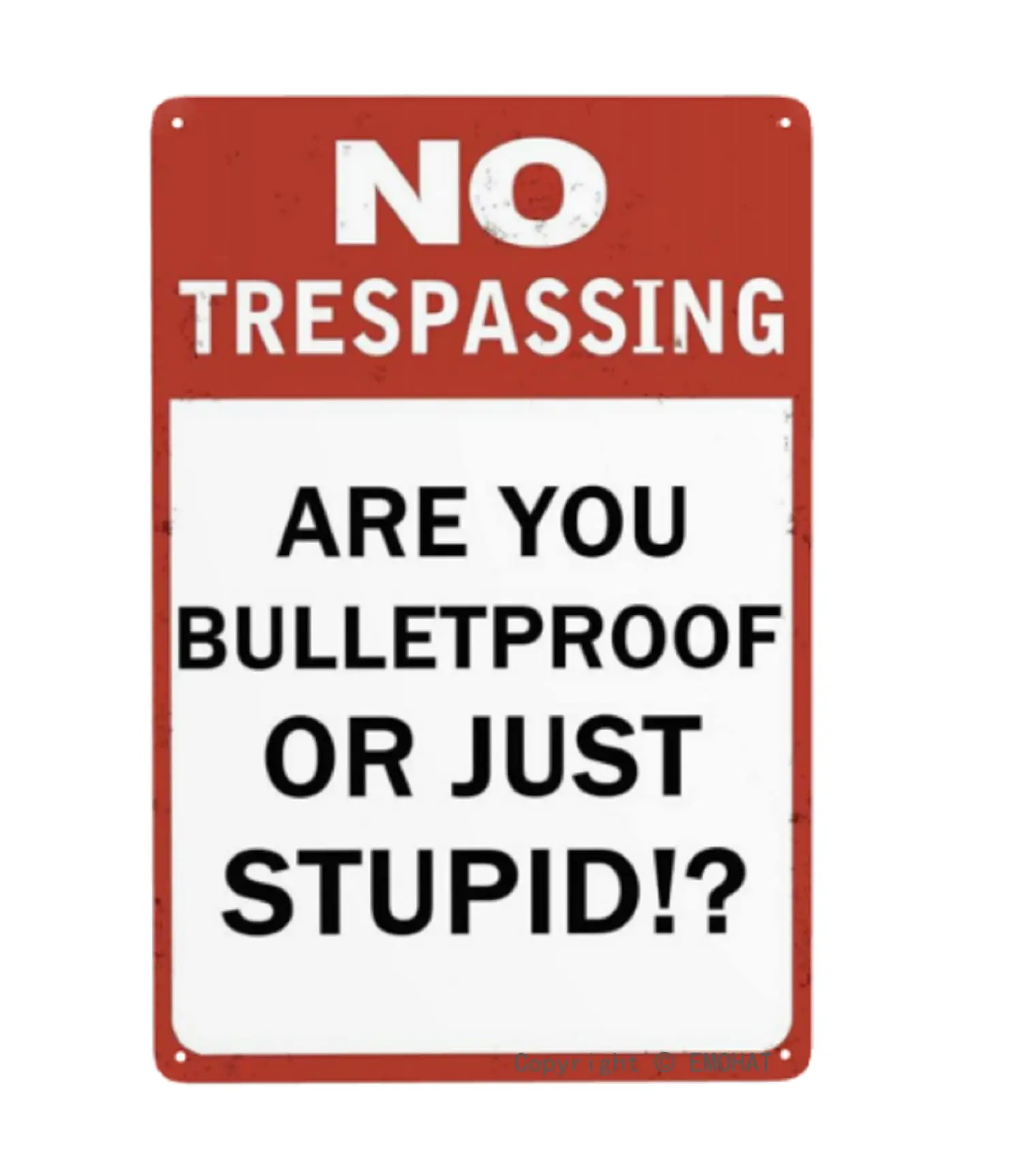 Металлическая вывеска EMOHAT &quotNo Trespassing are You&quot