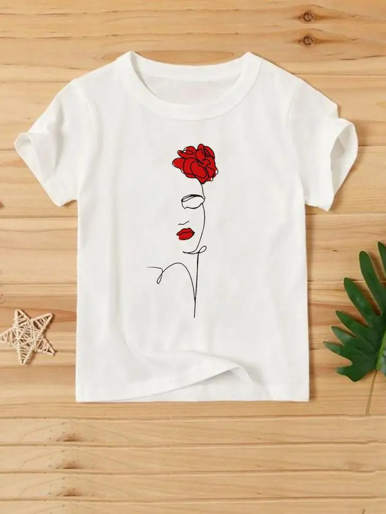 

Flower Face New Cute Fashion Shirt Female Women T-shirts Print Summer Graphic T Top Clothing Short Sleeve Cartoon Tee T-Shirt