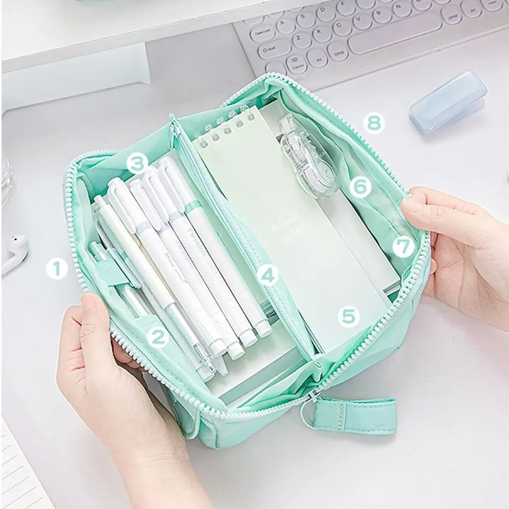 

Многослойная Сумка для карандашей на молнии, креативная многофункциональная вместительная косметичка, трехмерная сумка для хранения, Студенческая сумка