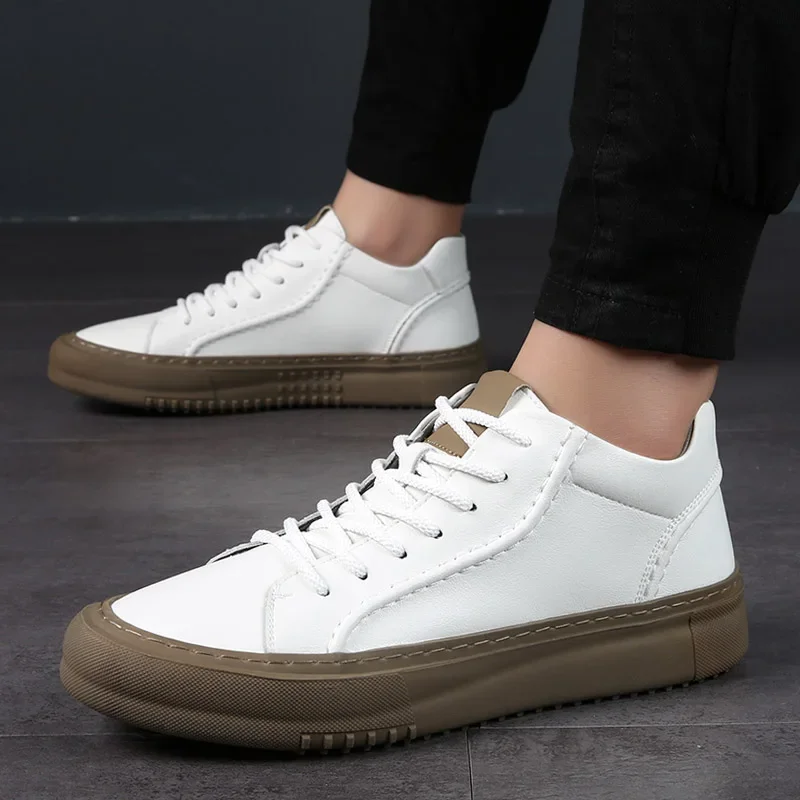 

Genuine Leather Men's Shoes High Quality Outdoor Casual shoes Fashion White all-match Men Sneakers Comfortable Skatebroad Shoes
