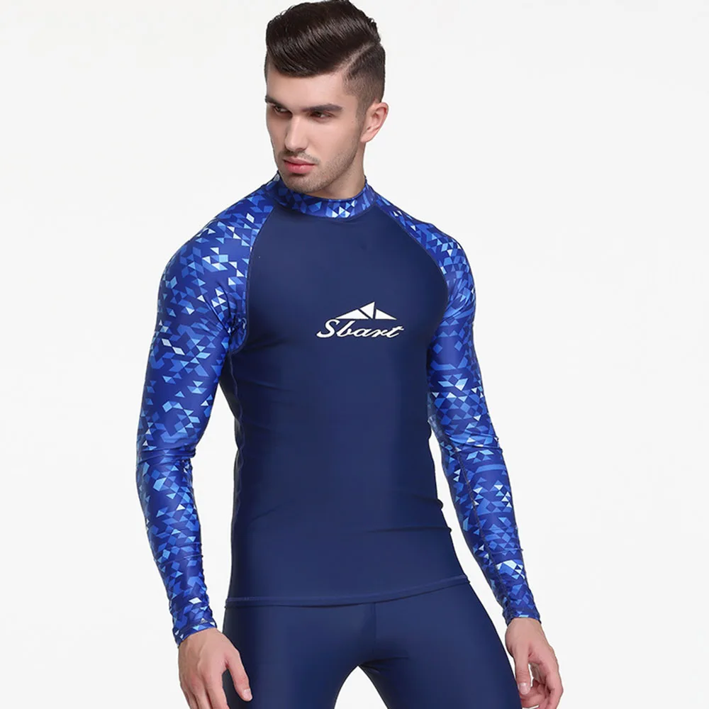 SBART Men's Fashion Split Long Sleeve T-Shirt Quick Dry Beach Swimwear UV Protection Water Sports Diving Surf Suit T-Shirt 2022
